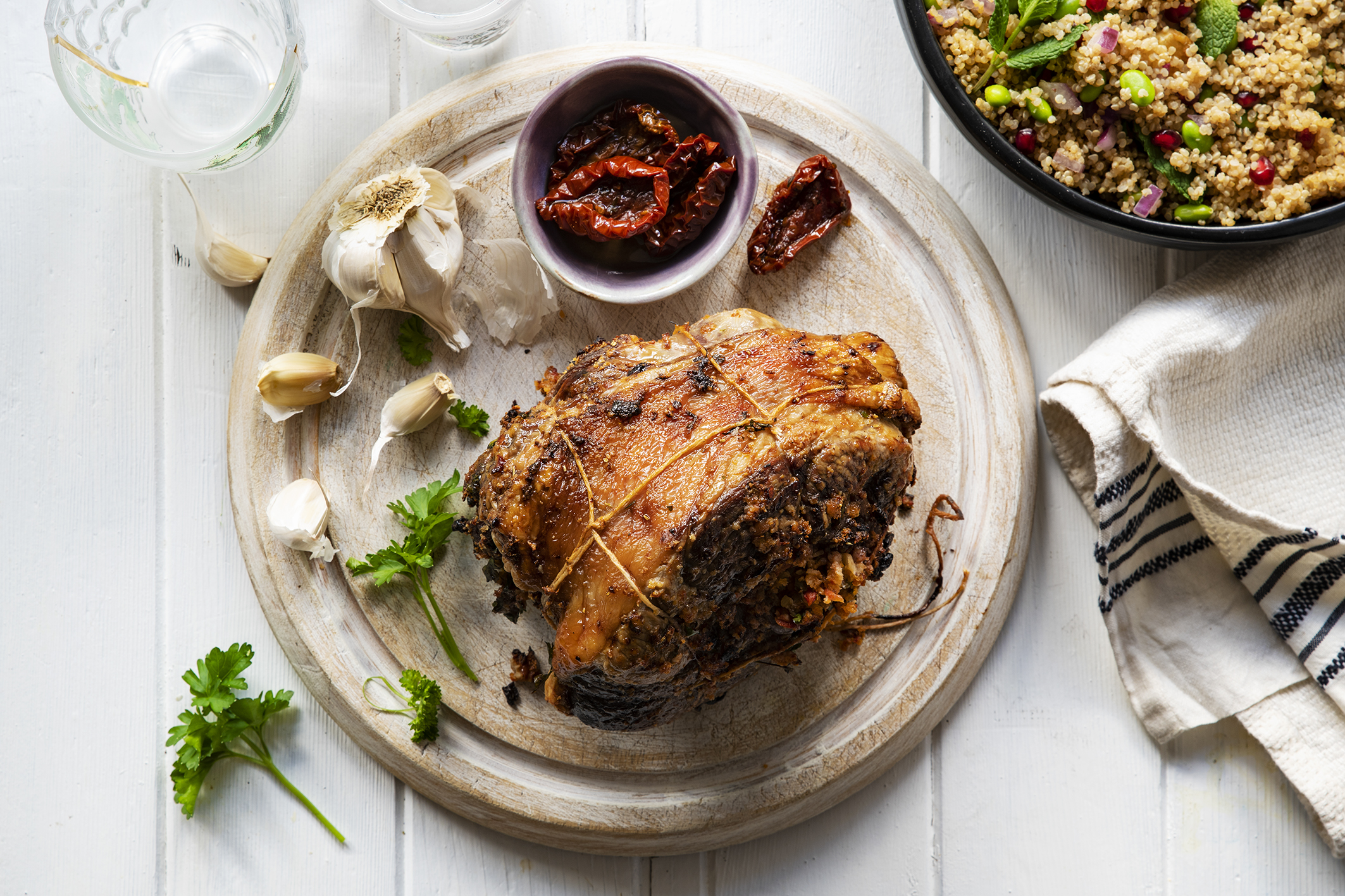 Roast Lamb with a Italian Tomato Stuffing